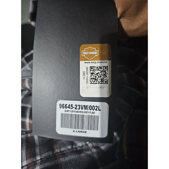 New Harley Davidson 120th Anniversary Plaid Button Up Shirt Grey Men’s Size XL - Picture 4 of 9